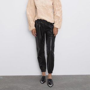 Zara Faux Leather Jogger Pants